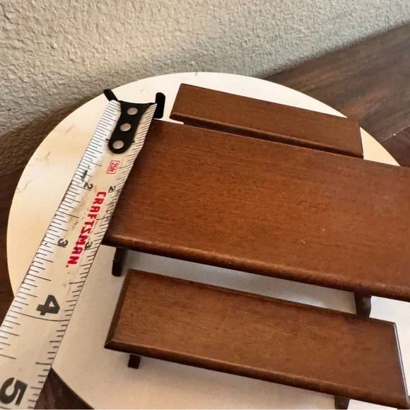 Vintage town square miniatures Dollhouse Furniture Miniature Wood table benches - Picture 8 of 8